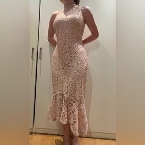 Elegant Pink Lace Women Dress